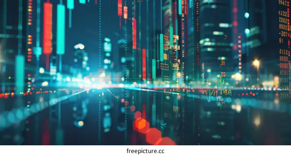 Futuristic Cityscape: Skyscrapers and Glowing Lights