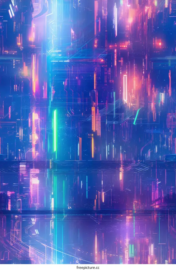 A digital painting of a cyberpunk city at night