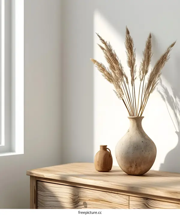 Minimalist Home Decor with Dried Pampas Grass in a Vase
