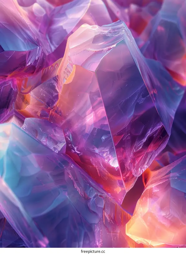 Mystical Crystal Cavern with Glowing Purple and Blue Crystals