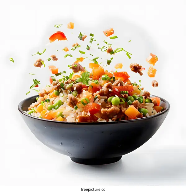 Fried rice with vegetables and meat