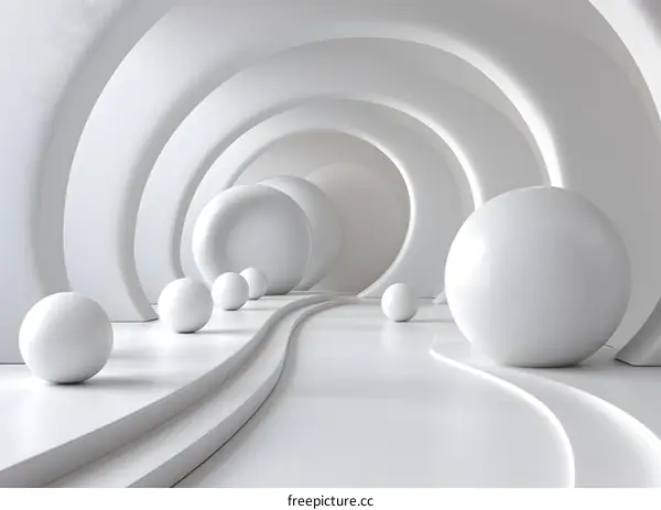3D rendering of a white geometric tunnel