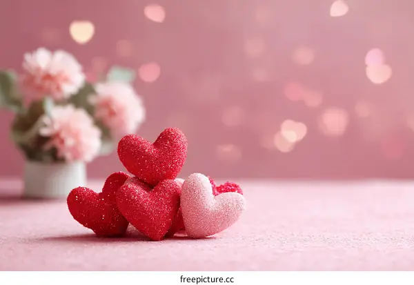 Romantic Valentines Day Hearts Decorated Background