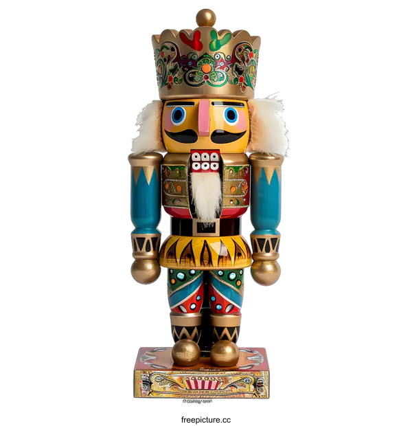 [Transparent Background PNG]Colorful Wooden Nutcracker Toy With Crown
