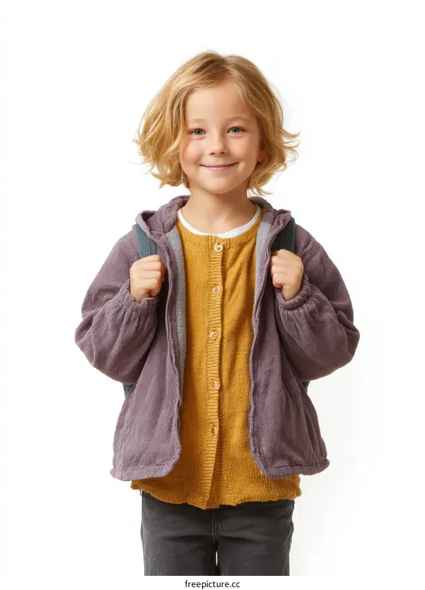 Smiling Child with a Backpack Ready for School
