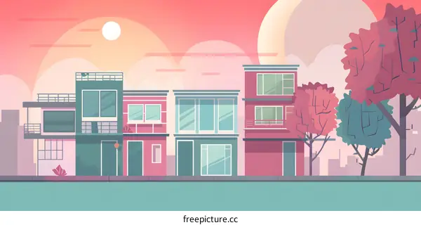 Modern Colorful Houses Illustration