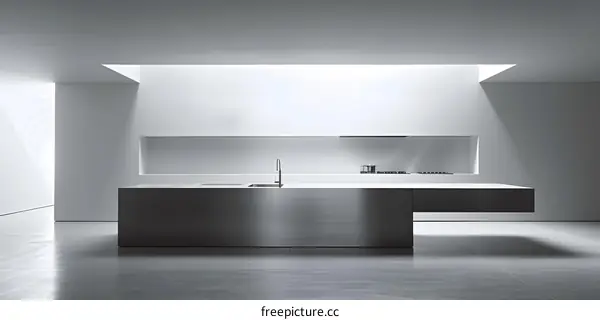 Modern Kitchen Interior Design With Minimalist Style and Stainless Steel Countertop