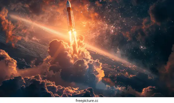 Powerful Rocket Launch into Space