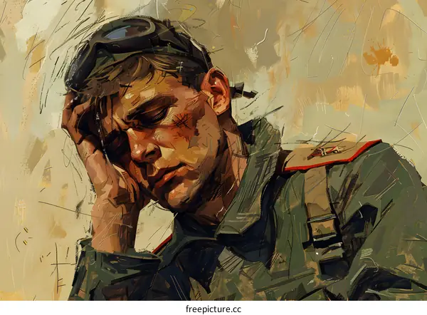 Portrait of a soldier wearing a helmet and goggles
