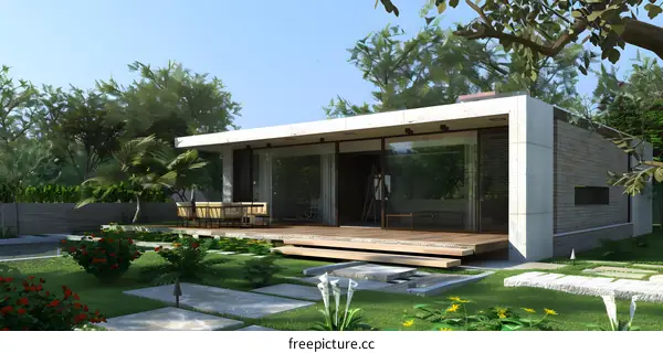 Modern Minimalist Home With Large Windows And Deck