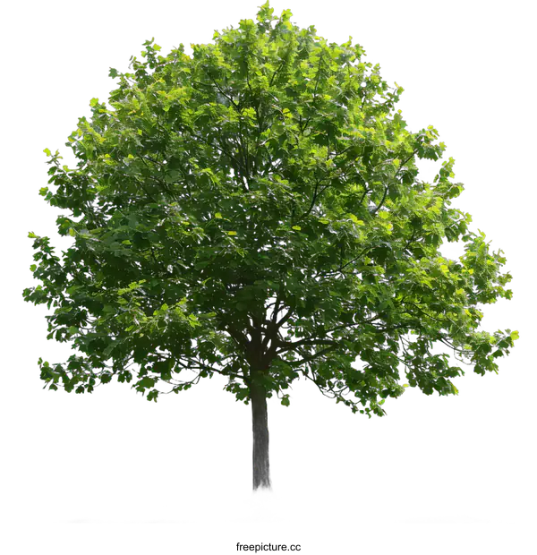 [Transparent Background PNG]Isolated Green Tree with Lush Foliage on White Background
