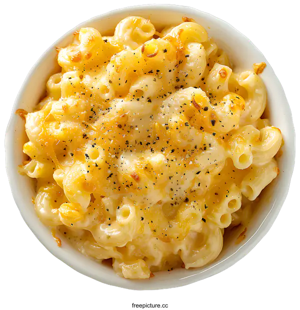 [Transparent Background PNG]Mac and cheese bowl overhead view
