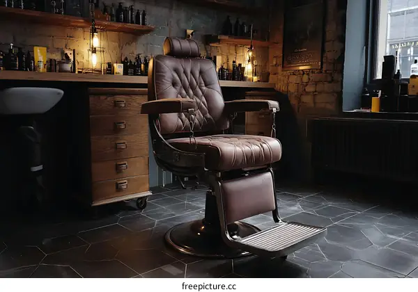 Vintage Barber Shop Chair in a Rustic Space