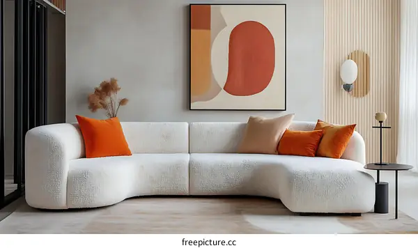 Modern Living Room with a Sectional Sofa and Abstract Art
