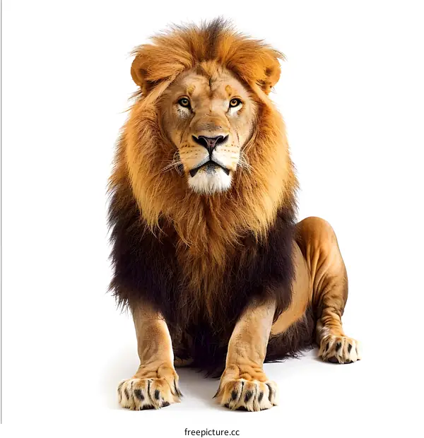Majestic Lion Portrait on White