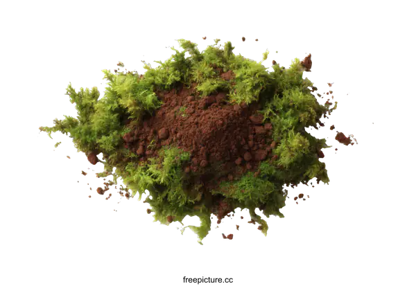 [Transparent Background PNG]Pile of Moss and Soil Close-up