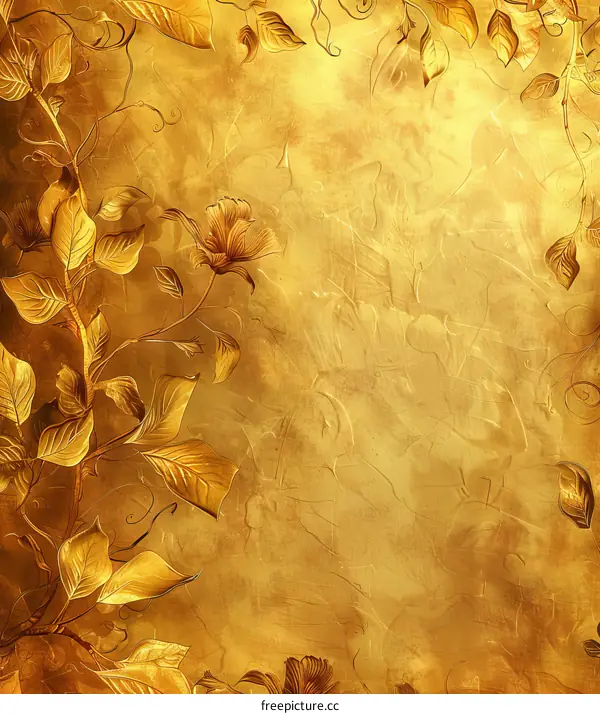 Golden Ornate Floral Relief