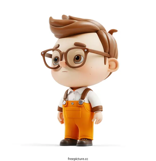 3D rendering of a cute cartoon boy