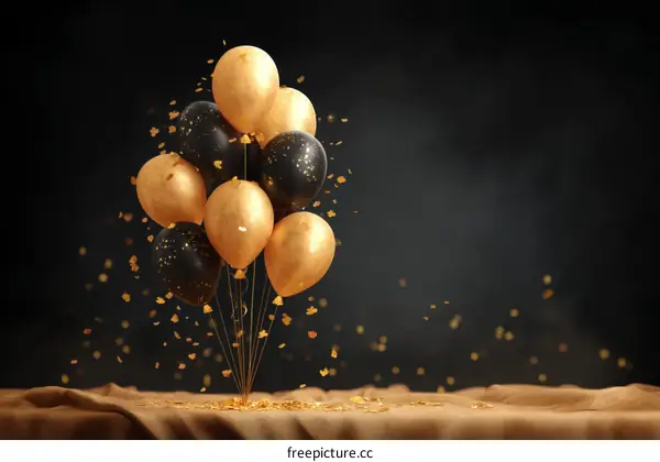 Luxury Gold and Black Balloons Festive Celebration