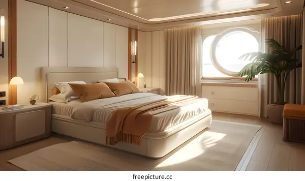 Modern Bedroom with Circular Window