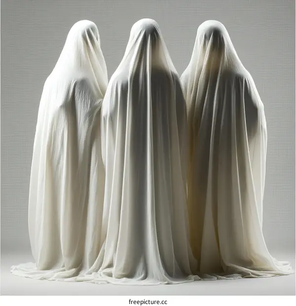 Mysterious Figures Covered in White Fabric