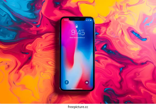 Phone on Colorful Abstract Background
