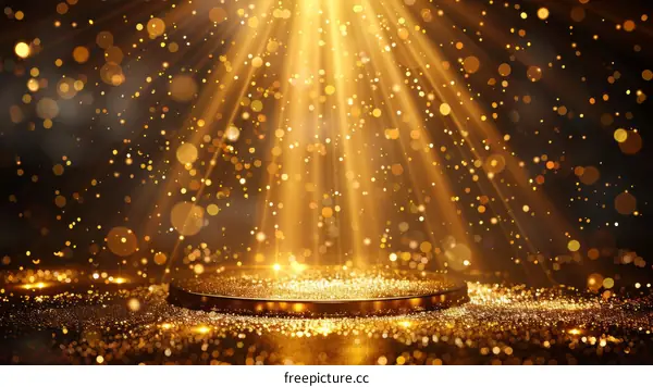 Golden glitter background with spotlight