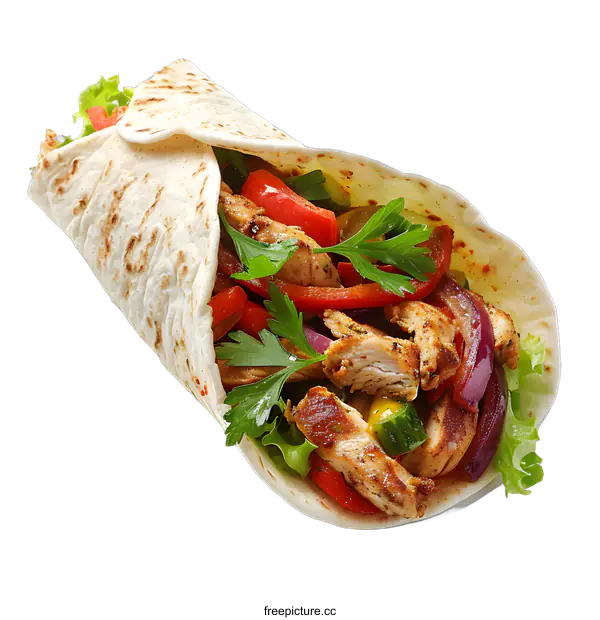 [Transparent Background PNG]Chicken wrap with vegetables