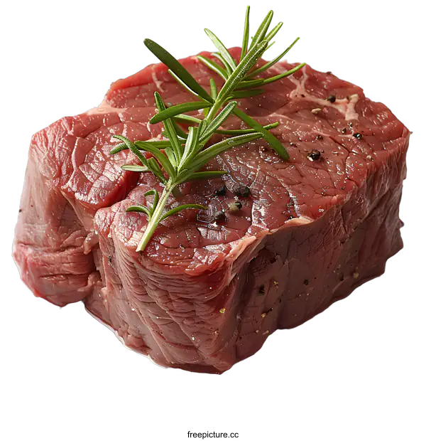 [Transparent Background PNG]Raw Beef Steak with Rosemary