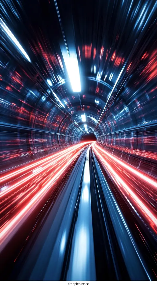 Abstract Futuristic Tunnel Speed Light Trails