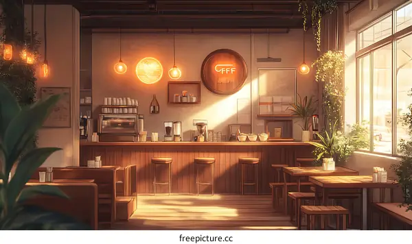 Warm and Cozy Cafe Interior Illustration