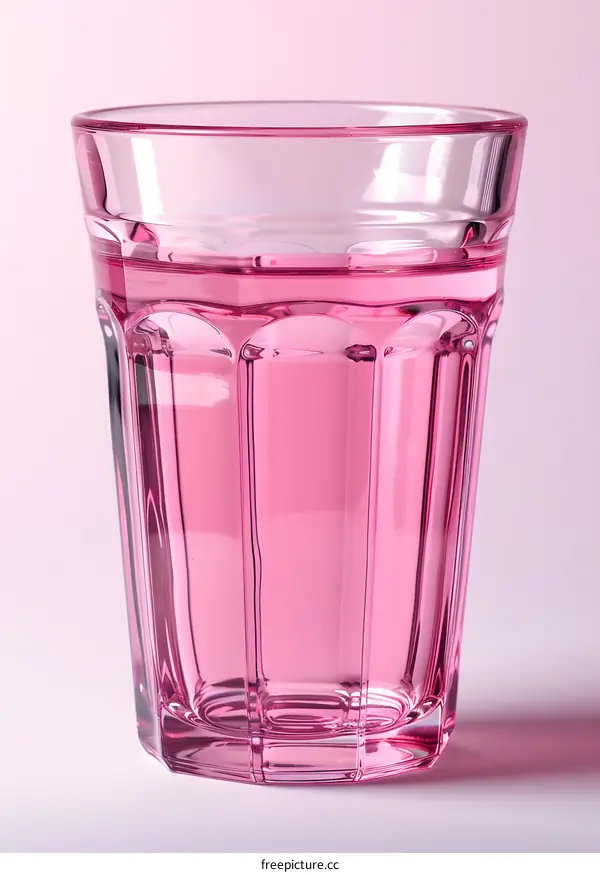 Pink Glass of Water on Pink Background