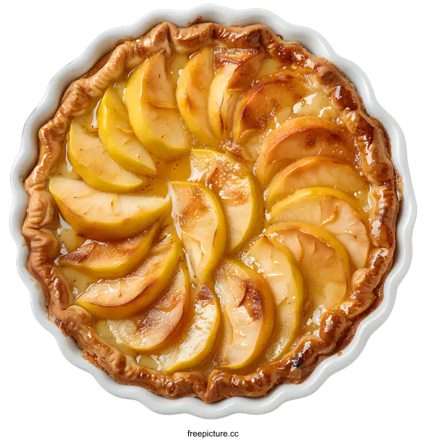 [Transparent Background PNG]Apple Tart in a White Dish