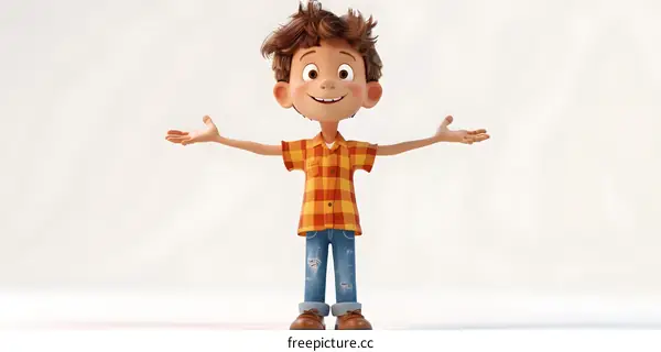 A 3D rendering of an animated boy