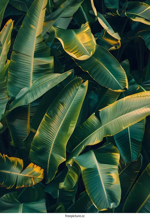 Tropical Green Leaves Background Texture