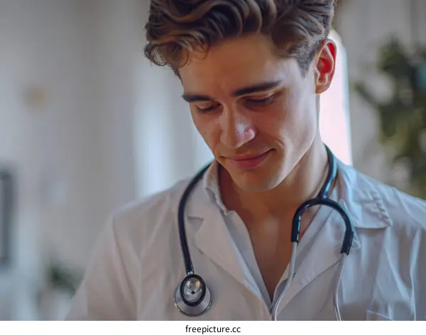 Portrait of a smiling young male doctor with stethoscope