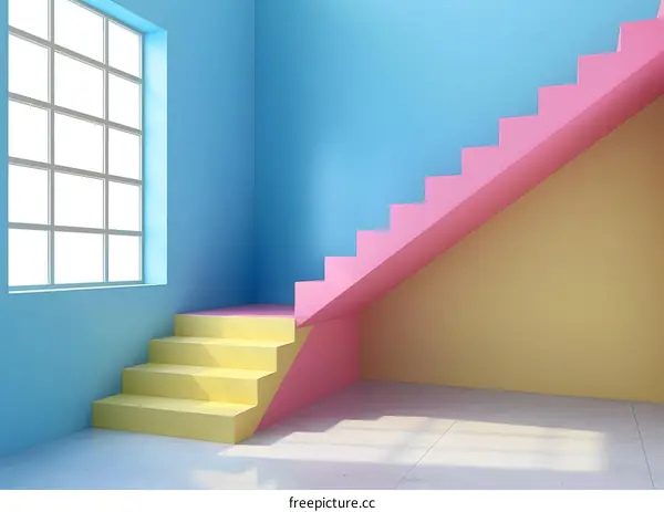 Abstract Minimalist Staircase in Pastel Colors