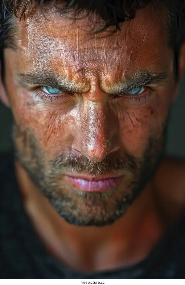 Close-up Portrait of a Man with Intense Expression