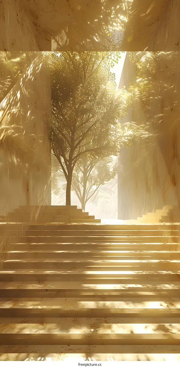 Sunlight shining through the trees in an atrium