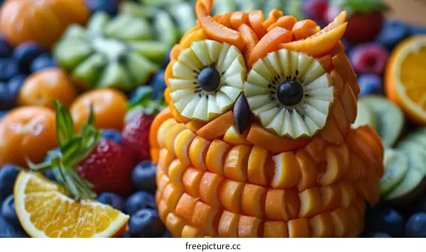 Adorable owl made of fruits