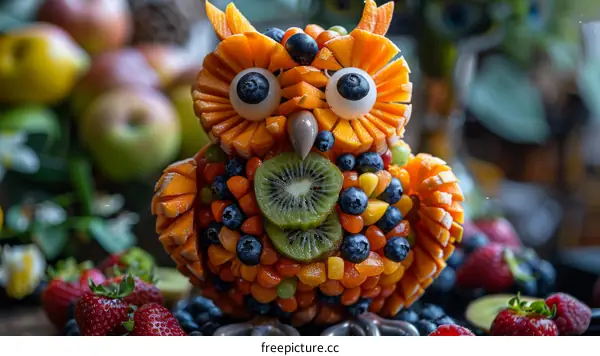 Adorable owl made of fruits and vegetables