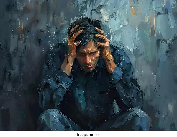 Man holding his head in despair