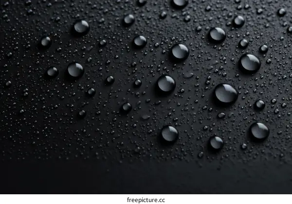 Water Droplets on a Dark Surface Texture