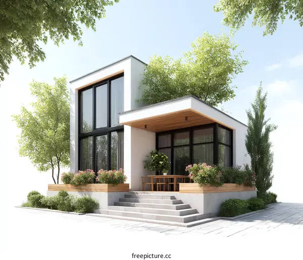 Modern House Exterior Design Illustration