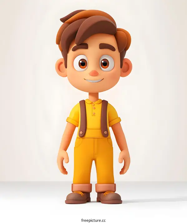 3D rendering of a cute cartoon boy