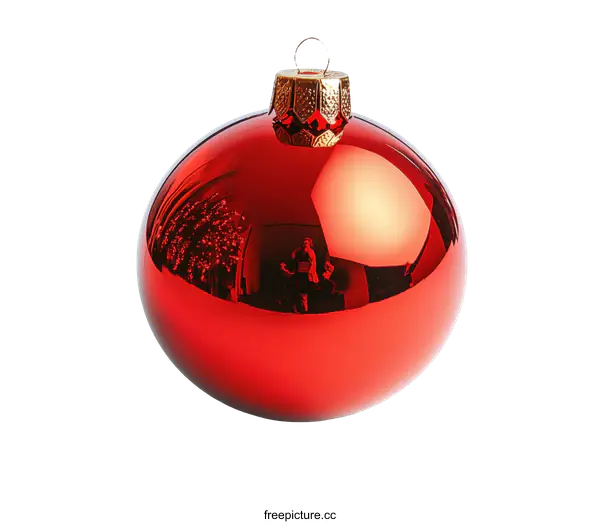 [Transparent Background PNG]Shiny Red Christmas Ornament on White Background