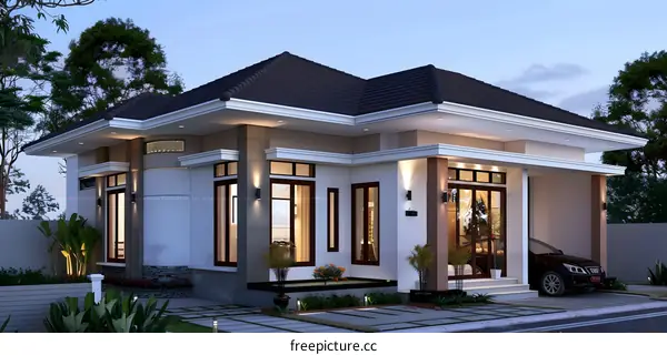 Modern House Design with Black Roof