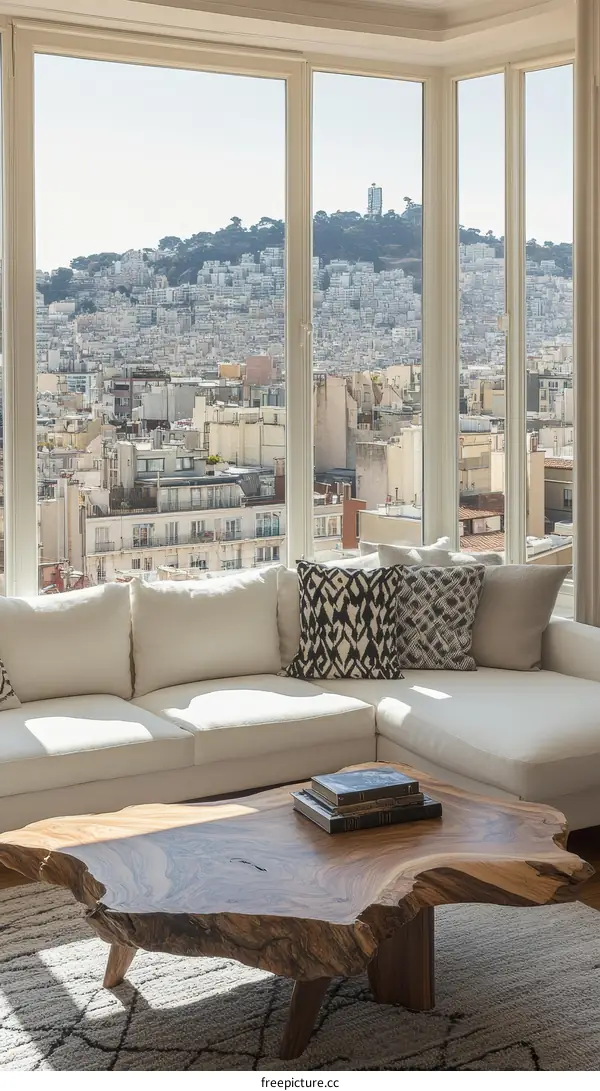 Modern Living Room with City Views