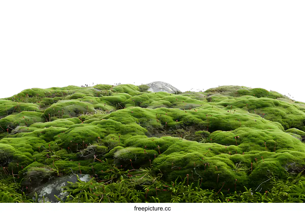 [Transparent Background PNG]Green Mossy Hill Landscape