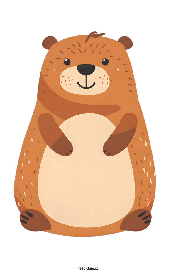 [Transparent Background PNG]Cute Cartoon Bear with a Smile